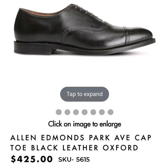 Allen Edmonds SZ 14 Park Avenue Cap-Toe Oxfords Black Leather Bench Welt - Picture 16 of 16